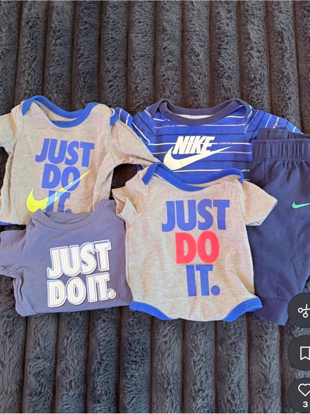 Nike Baby Boy Graphic Bodysuit & Shorts Set - Blue, Gray, Red